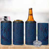Hawaiian Whales Polynesian Art Motifs 4 in 1 Can Cooler Tumbler Blue Color LT03 - Polynesian Pride