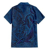Hawaiian Whales Polynesian Art Motifs Family Matching Mermaid Dress and Hawaiian Shirt Blue Color LT03 - Polynesian Pride