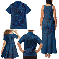 Hawaiian Whales Polynesian Art Motifs Family Matching Tank Maxi Dress and Hawaiian Shirt Blue Color LT03 - Polynesian Pride