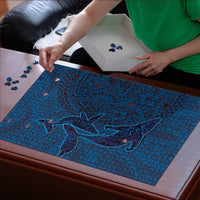 Hawaiian Whales Polynesian Art Motifs Puzzle Blue Color LT03 - Polynesian Pride