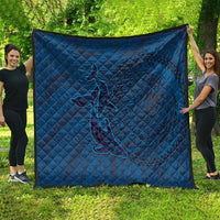 Hawaiian Whales Polynesian Art Motifs Quilt Blue Color - Polynesian Pride