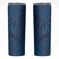 Hawaiian Whales Polynesian Art Motifs Skinny Tumbler Blue Color LT03 Blue - Polynesian Pride