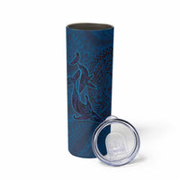 Hawaiian Whales Polynesian Art Motifs Skinny Tumbler Blue Color LT03 - Polynesian Pride