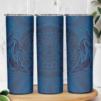 Hawaiian Whales Polynesian Art Motifs Skinny Tumbler Blue Color LT03 - Polynesian Pride