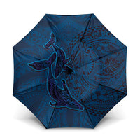 Hawaiian Whales Polynesian Art Motifs Umbrella Blue Color LT03 One Size Folded 11.42 inch Opened Diameter 37.4 inch Blue - Polynesian Pride