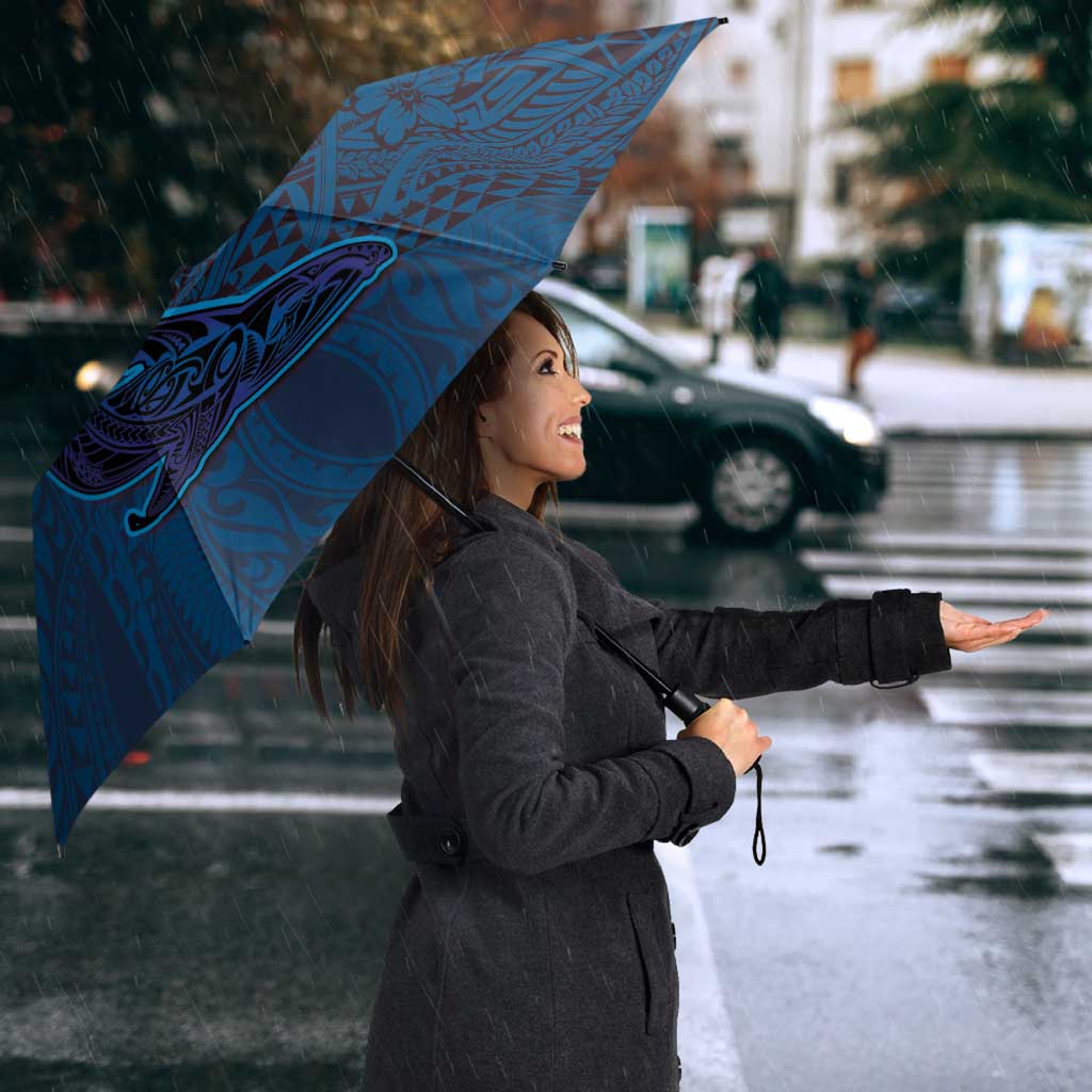 Hawaiian Whales Polynesian Art Motifs Umbrella Blue Color LT03 - Polynesian Pride
