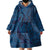 Hawaiian Whales Polynesian Art Motifs Wearable Blanket Hoodie Blue Color - Polynesian Pride