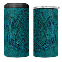 Hawaiian Whales Polynesian Art Motifs 4 in 1 Can Cooler Tumbler Turquoise Color LT03 One Size: 16 oz Turquoise - Polynesian Pride