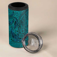 Hawaiian Whales Polynesian Art Motifs 4 in 1 Can Cooler Tumbler Turquoise Color LT03 - Polynesian Pride