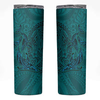 Hawaiian Whales Polynesian Art Motifs Skinny Tumbler Turquoise Color LT03 Turquoise - Polynesian Pride