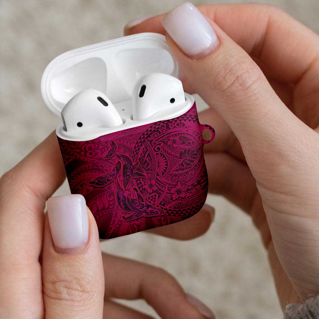 Hawaiian Whales Polynesian Art Motifs AirPods Case Pink Color - Polynesian Pride