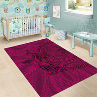 Hawaiian Whales Polynesian Art Motifs Area Rug Pink Color - Polynesian Pride