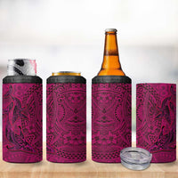Hawaiian Whales Polynesian Art Motifs 4 in 1 Can Cooler Tumbler Pink Color LT03 - Polynesian Pride
