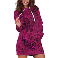 Hawaiian Whales Polynesian Art Motifs Hoodie Dress Pink Color LT03 Pink - Polynesian Pride