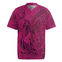 Hawaiian Whales Polynesian Art Motifs Rugby Jersey Pink Color LT03 Pink - Polynesian Pride