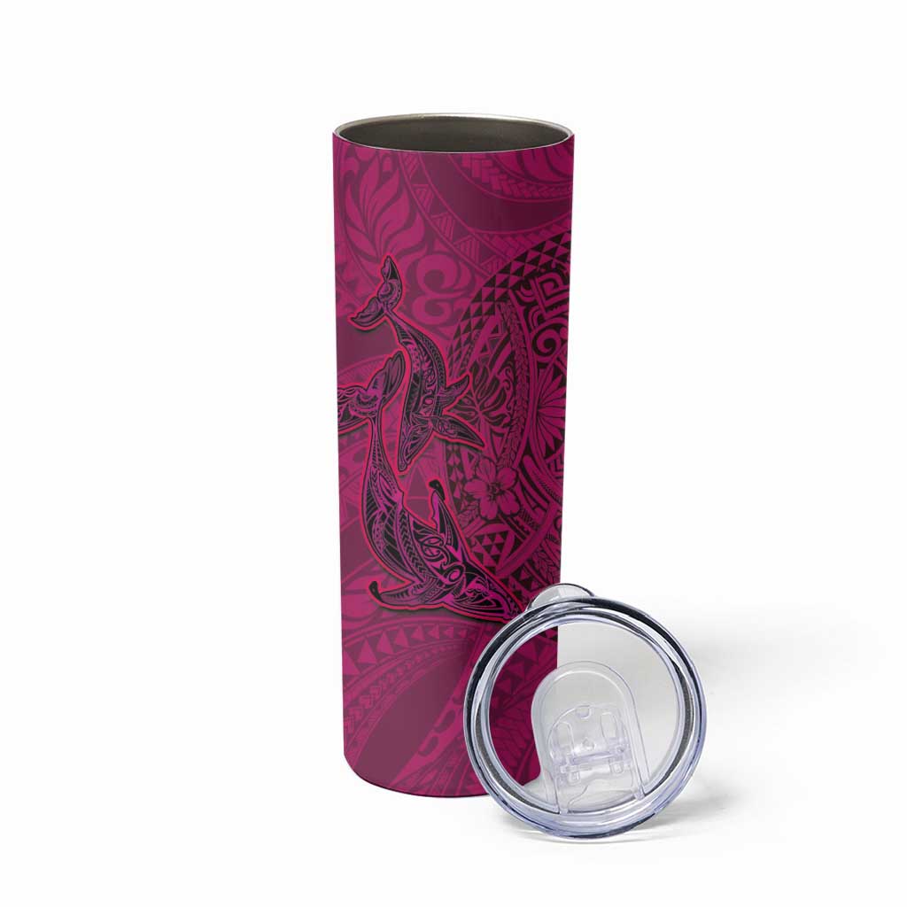 Hawaiian Whales Polynesian Art Motifs Skinny Tumbler Pink Color LT03 - Polynesian Pride