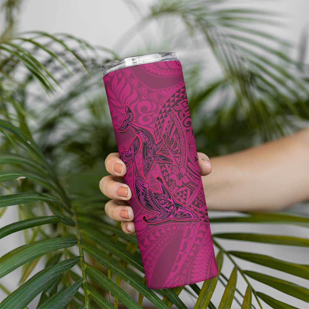 Hawaiian Whales Polynesian Art Motifs Skinny Tumbler Pink Color LT03 - Polynesian Pride