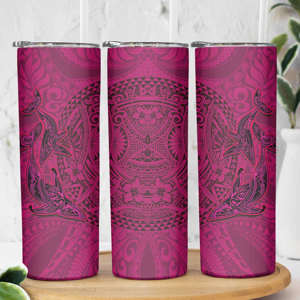 Hawaiian Whales Polynesian Art Motifs Skinny Tumbler Pink Color LT03 - Polynesian Pride