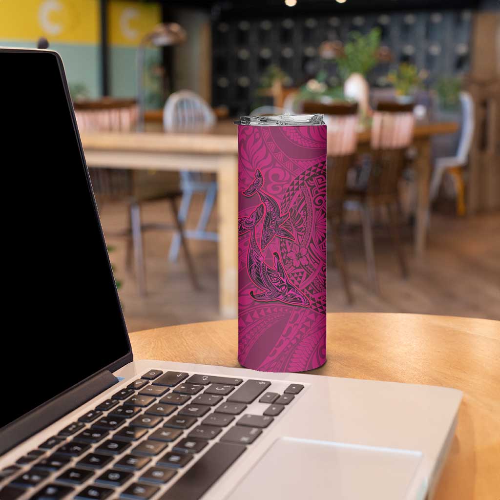 Hawaiian Whales Polynesian Art Motifs Skinny Tumbler Pink Color LT03 - Polynesian Pride