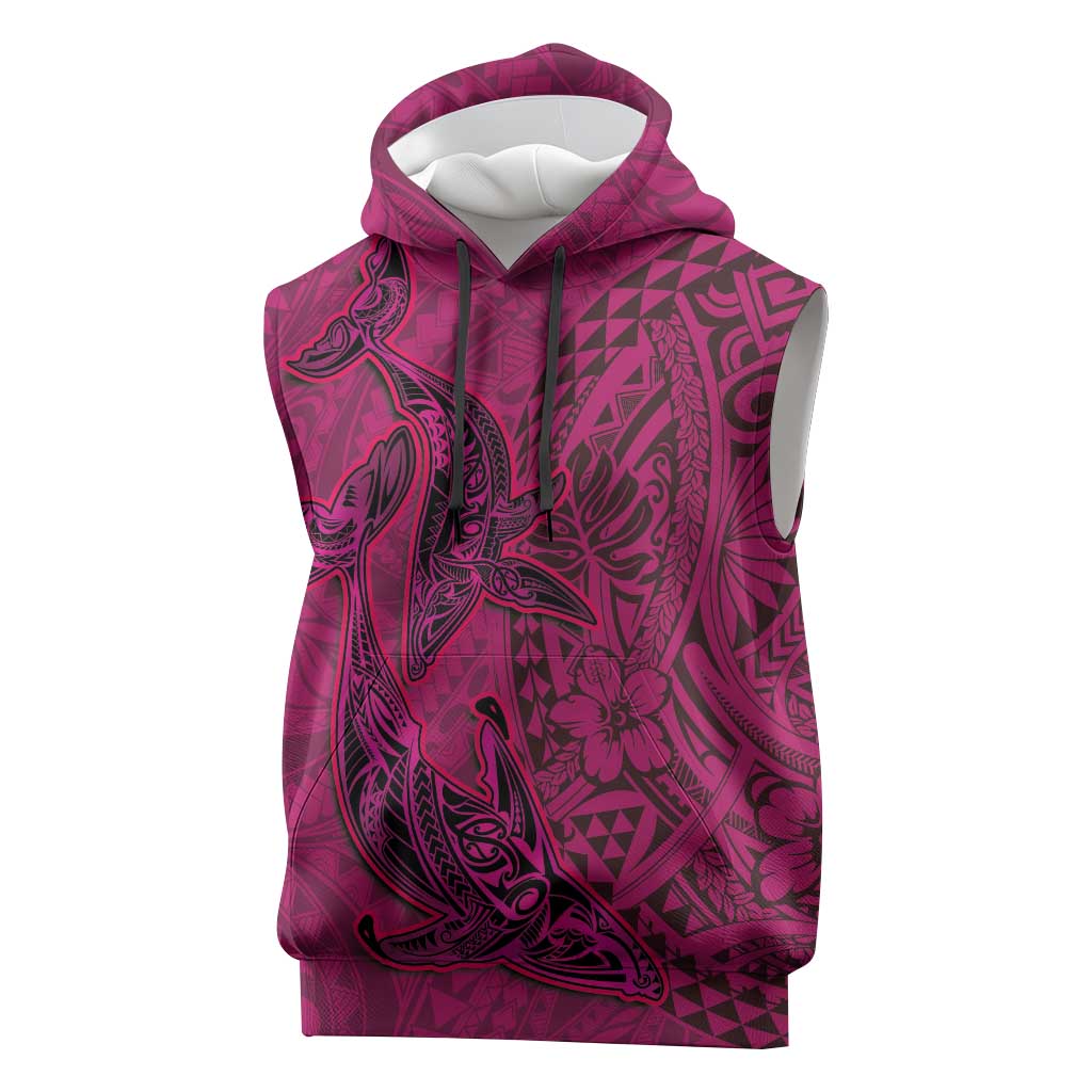 Hawaiian Whales Polynesian Art Motifs Sleeveless Hoodie Pink Color LT03 Pink - Polynesian Pride
