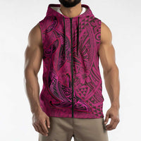 Hawaiian Whales Polynesian Art Motifs Sleeveless Zip Hoodie Pink Color LT03 - Polynesian Pride
