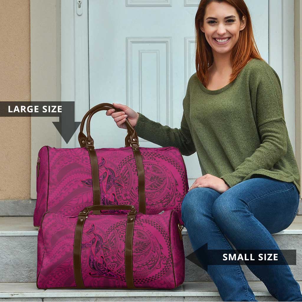 Hawaiian Whales Polynesian Art Motifs Travel Bag Pink Color - Polynesian Pride