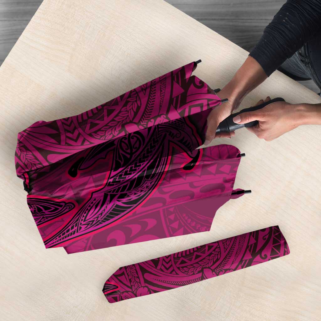 Hawaiian Whales Polynesian Art Motifs Umbrella Pink Color - Polynesian Pride