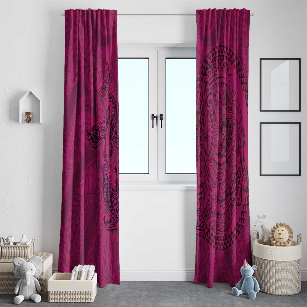 Hawaiian Whales Polynesian Art Motifs Window Curtain Pink Color - Polynesian Pride