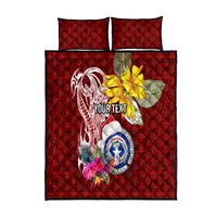 Custom Northern Mariana Islands Christmas Quilt Bed Set Funny Santa Hug Latte Stone Ylang-ylang and Polynesia Pattern Red LT03 Red - Polynesian Pride