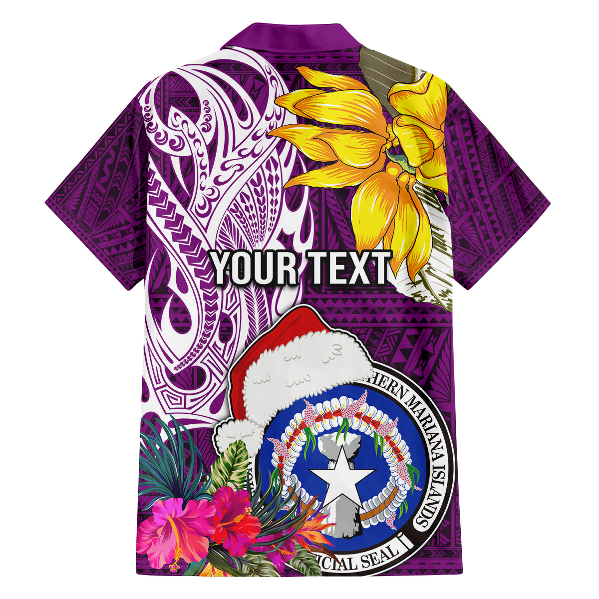 Custom Northern Mariana Islands Christmas Family Matching Puletasi Dress and Hawaiian Shirt Funny Santa Hug Latte Stone Ylang-ylang and Polynesia Pattern Pink LT03 - Polynesian Pride
