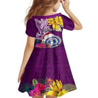 Custom Northern Mariana Islands Christmas Family Matching Short Sleeve Bodycon Dress and Hawaiian Shirt Funny Santa Hug Latte Stone Ylang-ylang and Polynesia Pattern Pink LT03 - Polynesian Pride