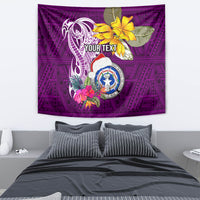 Custom Northern Mariana Islands Christmas Tapestry Funny Santa Hug Latte Stone Ylang-ylang and Polynesia Pattern Pink LT03 - Polynesian Pride
