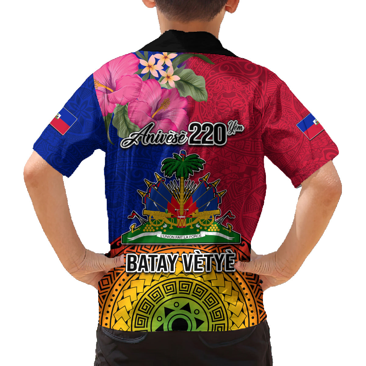 Haiti Battle of Vertieres Family Matching Off Shoulder Long Sleeve Dress and Hawaiian Shirt The Haitian Revolution 220th Anniversary Polynesian Style LT03 - Polynesian Pride
