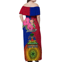 Haiti Battle of Vertieres Off Shoulder Maxi Dress The Haitian Revolution 220th Anniversary Polynesian Style LT03 - Polynesian Pride