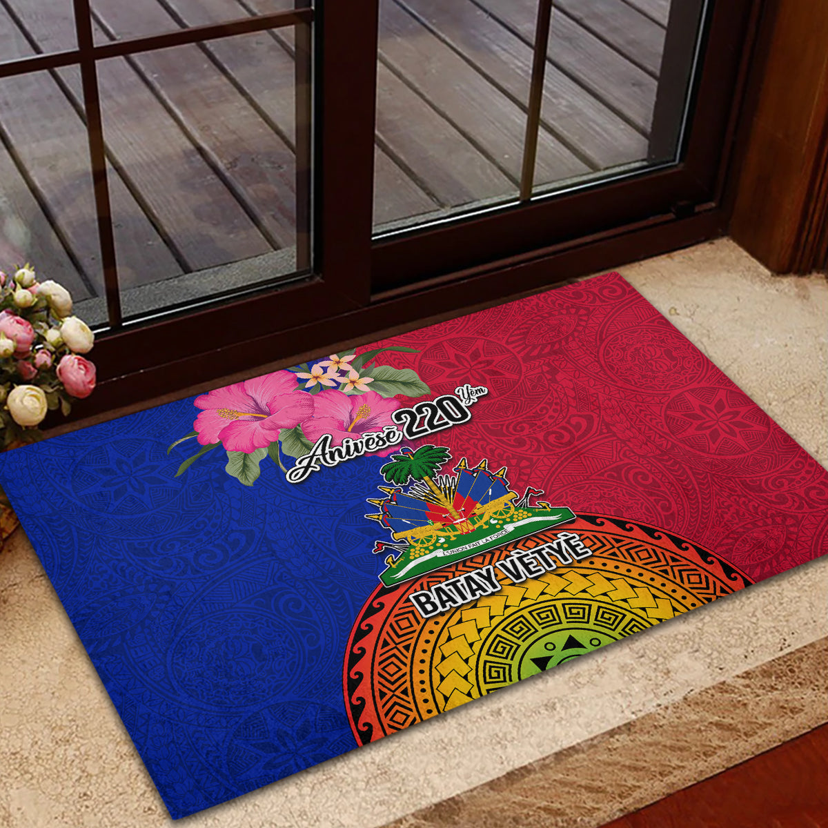 Haiti Battle of Vertieres Rubber Doormat The Haitian Revolution 220th Anniversary Polynesian Style LT03 - Polynesian Pride