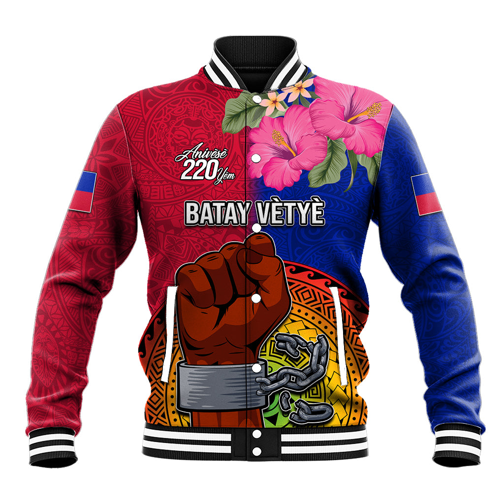 Personalised Haiti Battle of Vertieres Baseball Jacket The Haitian Revolution 220th Anniversary Polynesian Style LT03 Unisex Red - Polynesian Pride