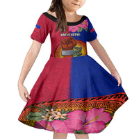 Personalised Haiti Battle of Vertieres Family Matching Off Shoulder Long Sleeve Dress and Hawaiian Shirt The Haitian Revolution 220th Anniversary Polynesian Style LT03 Daughter's Dress Red - Polynesian Pride