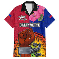 Personalised Haiti Battle of Vertieres Family Matching Off Shoulder Long Sleeve Dress and Hawaiian Shirt The Haitian Revolution 220th Anniversary Polynesian Style LT03 Dad's Shirt - Short Sleeve Red - Polynesian Pride