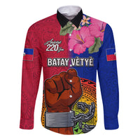 Personalised Haiti Battle of Vertieres Family Matching Off Shoulder Long Sleeve Dress and Hawaiian Shirt The Haitian Revolution 220th Anniversary Polynesian Style LT03 Dad's Shirt - Long Sleeve Red - Polynesian Pride