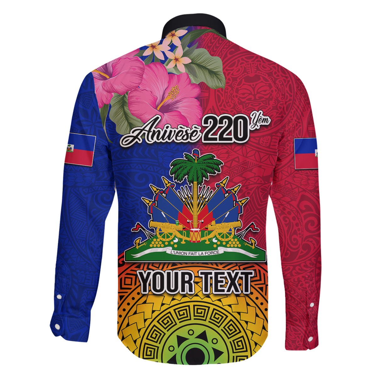 Personalised Haiti Battle of Vertieres Family Matching Off Shoulder Long Sleeve Dress and Hawaiian Shirt The Haitian Revolution 220th Anniversary Polynesian Style LT03 - Polynesian Pride
