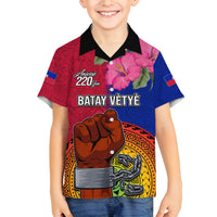 Personalised Haiti Battle of Vertieres Family Matching Off Shoulder Long Sleeve Dress and Hawaiian Shirt The Haitian Revolution 220th Anniversary Polynesian Style LT03 Son's Shirt Red - Polynesian Pride
