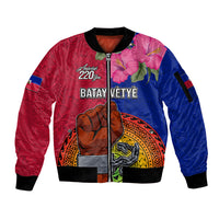 Personalised Haiti Battle of Vertieres Sleeve Zip Bomber Jacket The Haitian Revolution 220th Anniversary Polynesian Style LT03 Unisex Red - Polynesian Pride