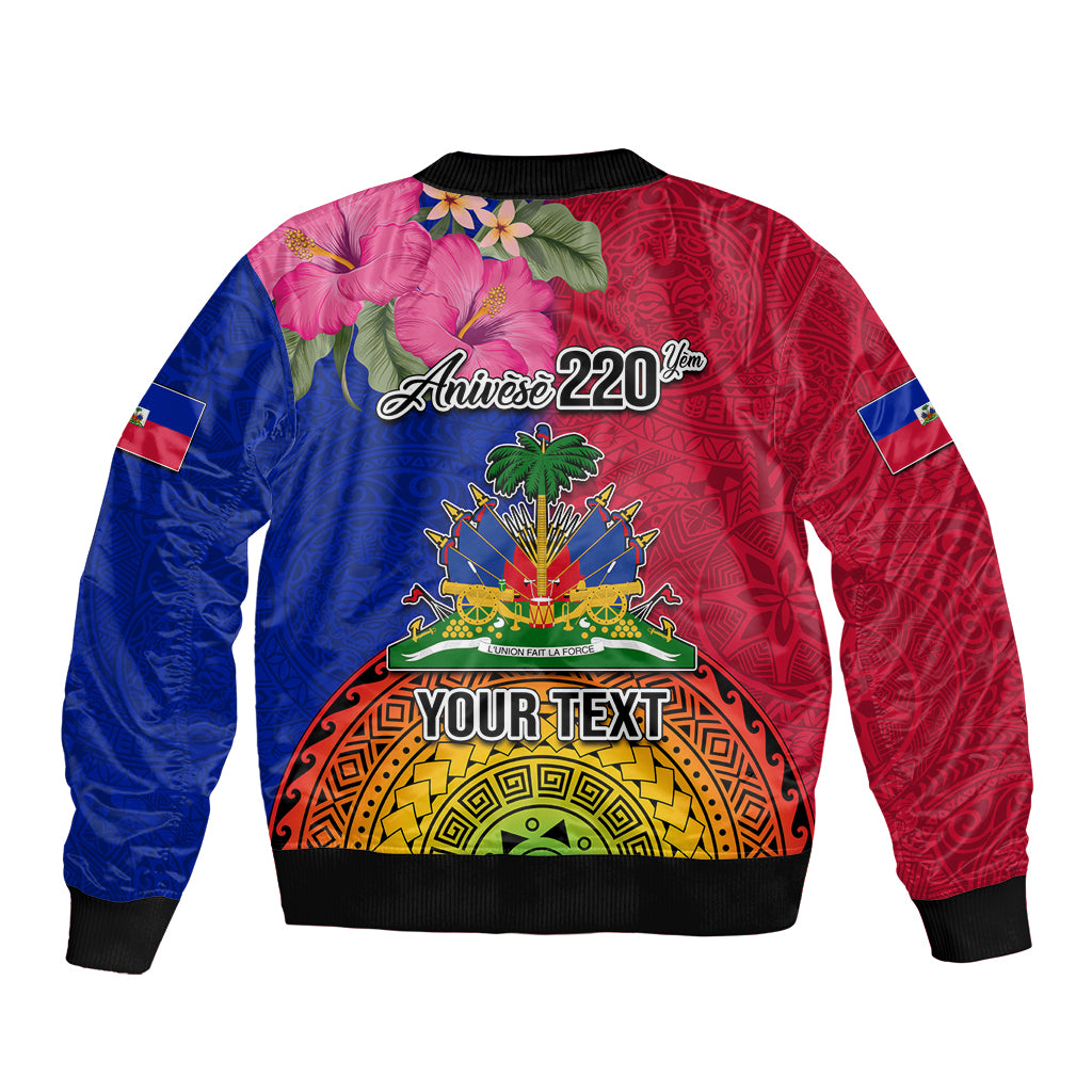 Personalised Haiti Battle of Vertieres Sleeve Zip Bomber Jacket The Haitian Revolution 220th Anniversary Polynesian Style LT03 - Polynesian Pride