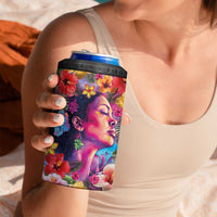 Polynesian Women 4 in 1 Can Cooler Tumbler Tropical Plant - Vibrant Surreal Dreamscape Vibe LT03 - Polynesian Pride
