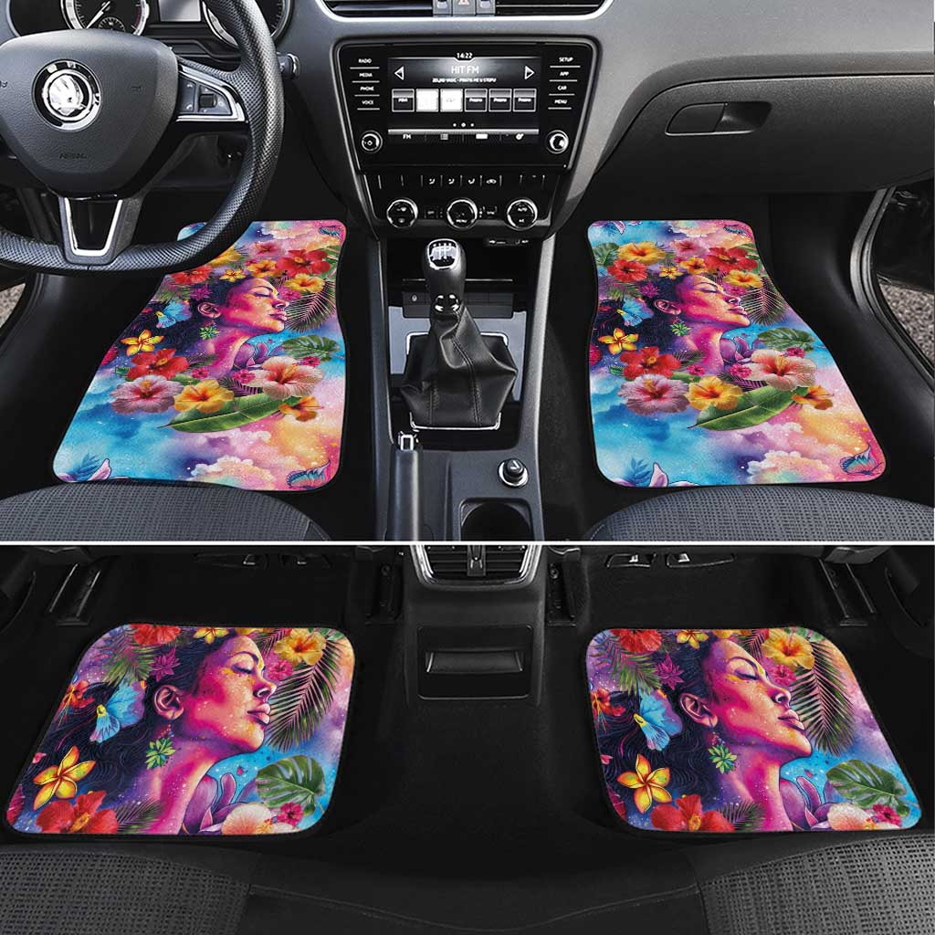 Polynesian Women Car Mats Tropical Plant - Vibrant Surreal Dreamscape Vibe LT03 Set 4pcs Pink-Purple - Polynesian Pride
