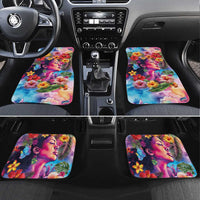 Polynesian Women Car Mats Tropical Plant - Vibrant Surreal Dreamscape Vibe LT03 Set 4pcs Pink-Purple - Polynesian Pride
