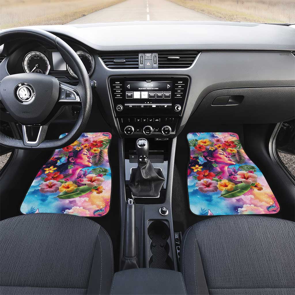 Polynesian Women Car Mats Tropical Plant - Vibrant Surreal Dreamscape Vibe LT03 Set 2pcs - Front Pink-Purple - Polynesian Pride