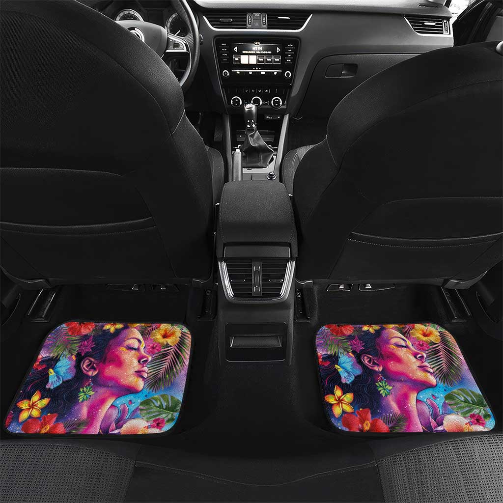 Polynesian Women Car Mats Tropical Plant - Vibrant Surreal Dreamscape Vibe LT03 Set 2pcs - Back Pink-Purple - Polynesian Pride