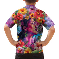 Polynesian Women Family Matching Off The Shoulder Long Sleeve Dress and Hawaiian Shirt Tropical Plant - Vibrant Surreal Dreamscape Vibe LT03 - Polynesian Pride