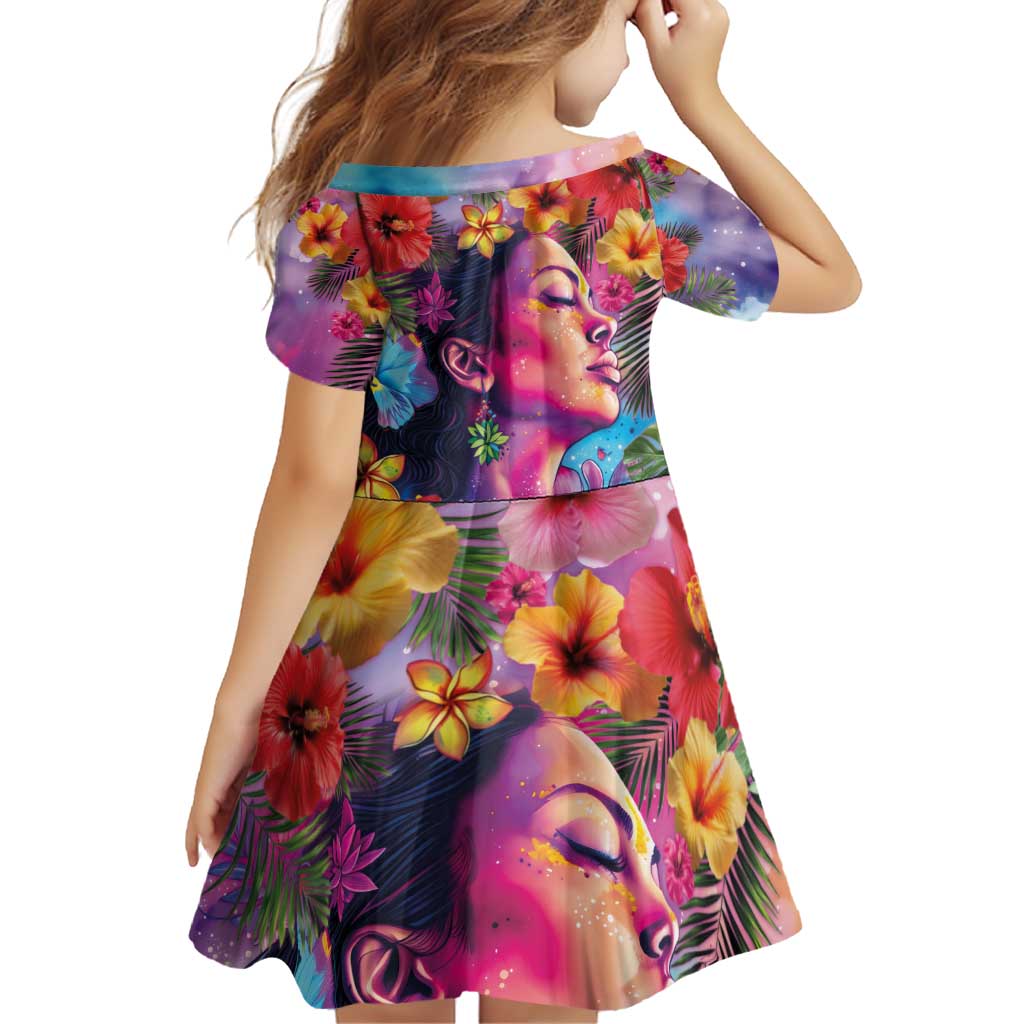Polynesian Women Family Matching Puletasi and Hawaiian Shirt Tropical Plant - Vibrant Surreal Dreamscape Vibe LT03 - Polynesian Pride